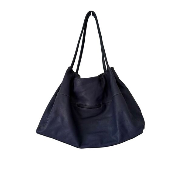 HOBO Prima Soft Leather Tote Shoulder Bag Purse Navy Blue - Picture 3 of 16